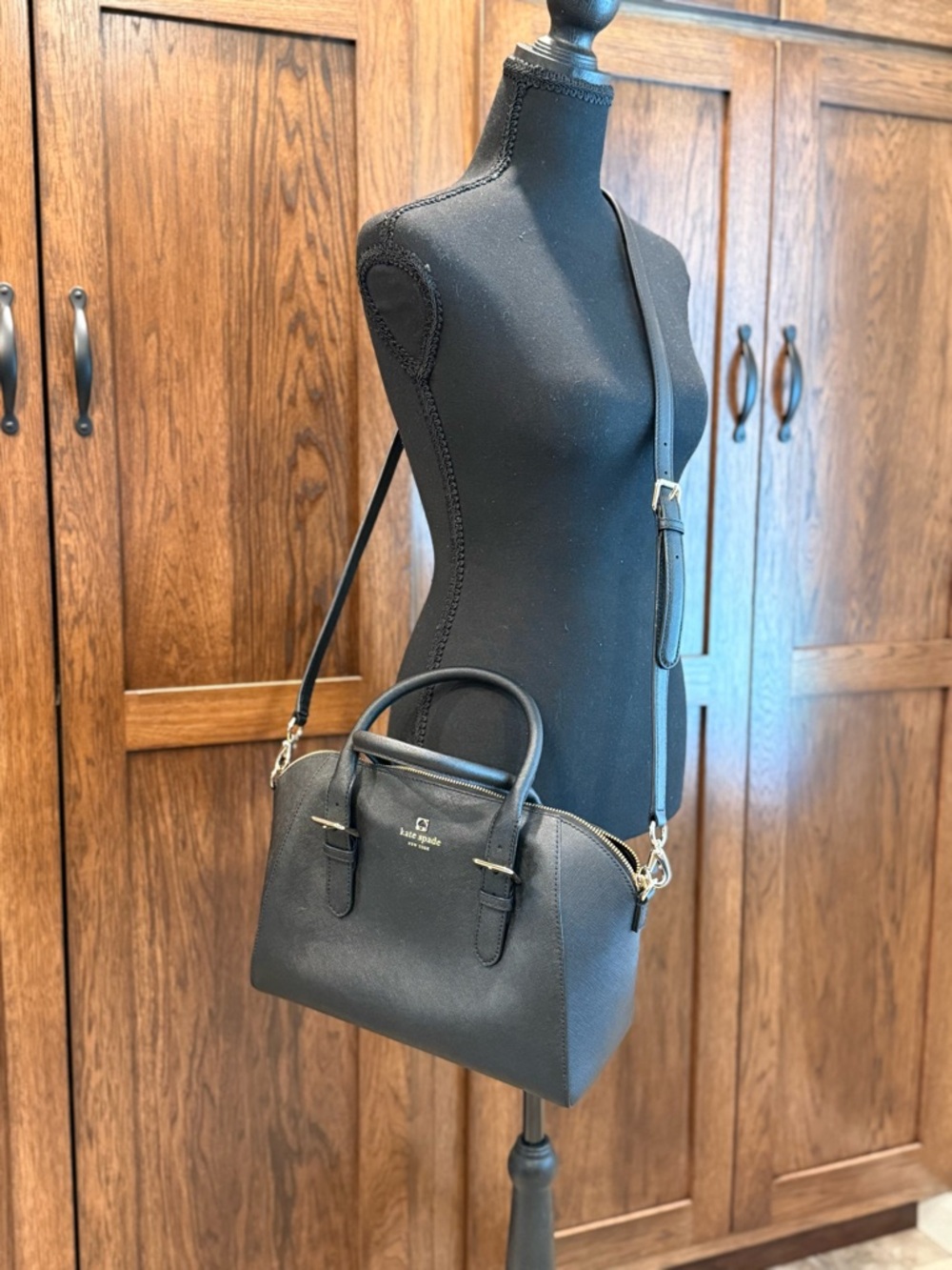 Kate Spade Black Dome Satchel with Crossbody Strap